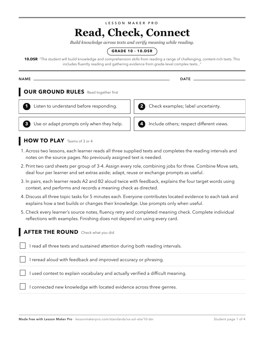 Preview of the 10.DSR printable worksheet