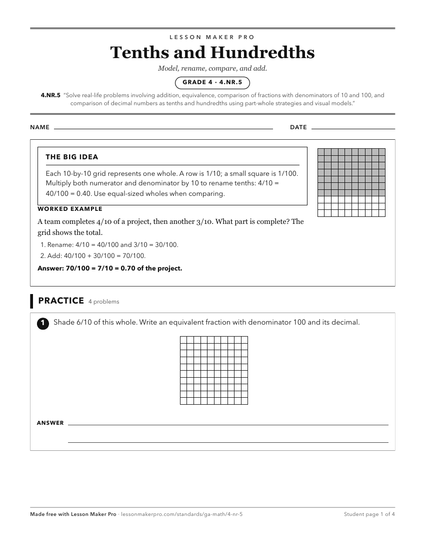 Preview of the 4.NR.5 printable worksheet