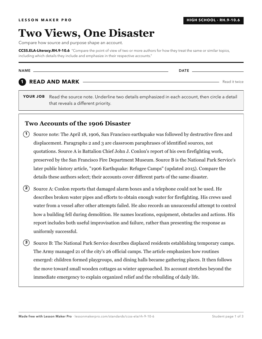 Preview of the CCSS.ELA-Literacy.RH.9-10.6 printable worksheet