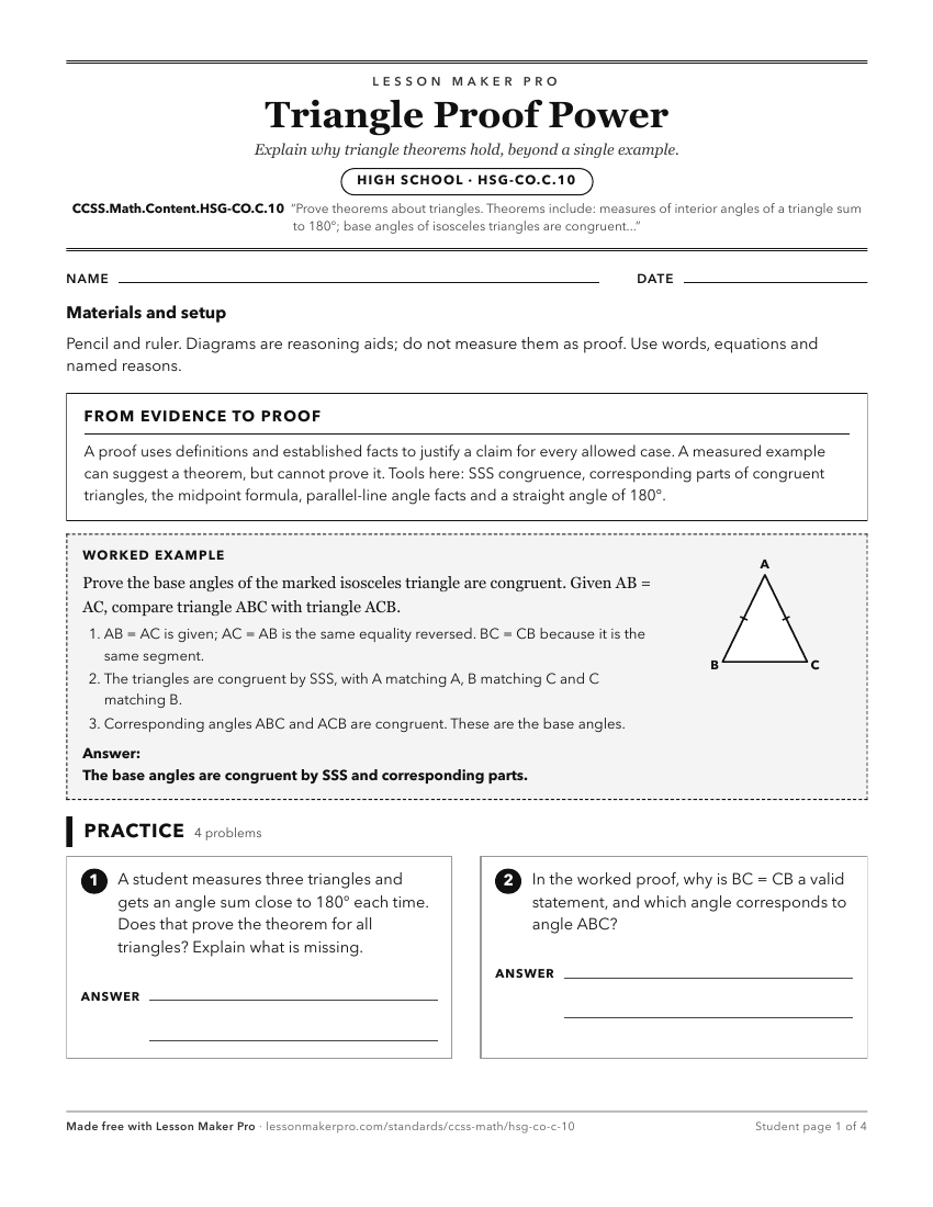 Preview of the CCSS.Math.Content.HSG-CO.C.10 printable worksheet