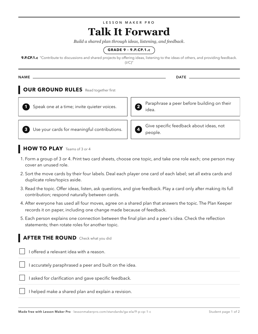 Preview of the 9.P.CP.1.c printable worksheet