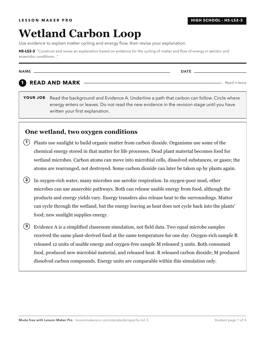 Preview of the HS-LS2-3 printable worksheet