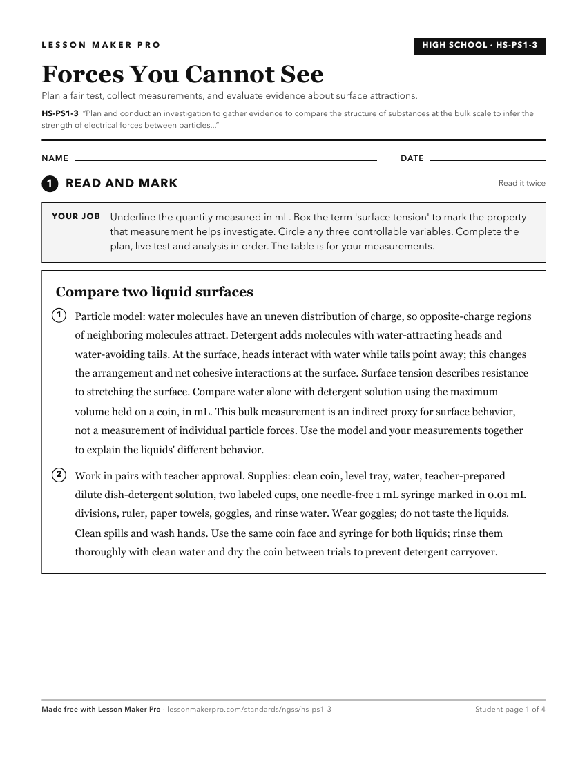 Preview of the HS-PS1-3 printable worksheet