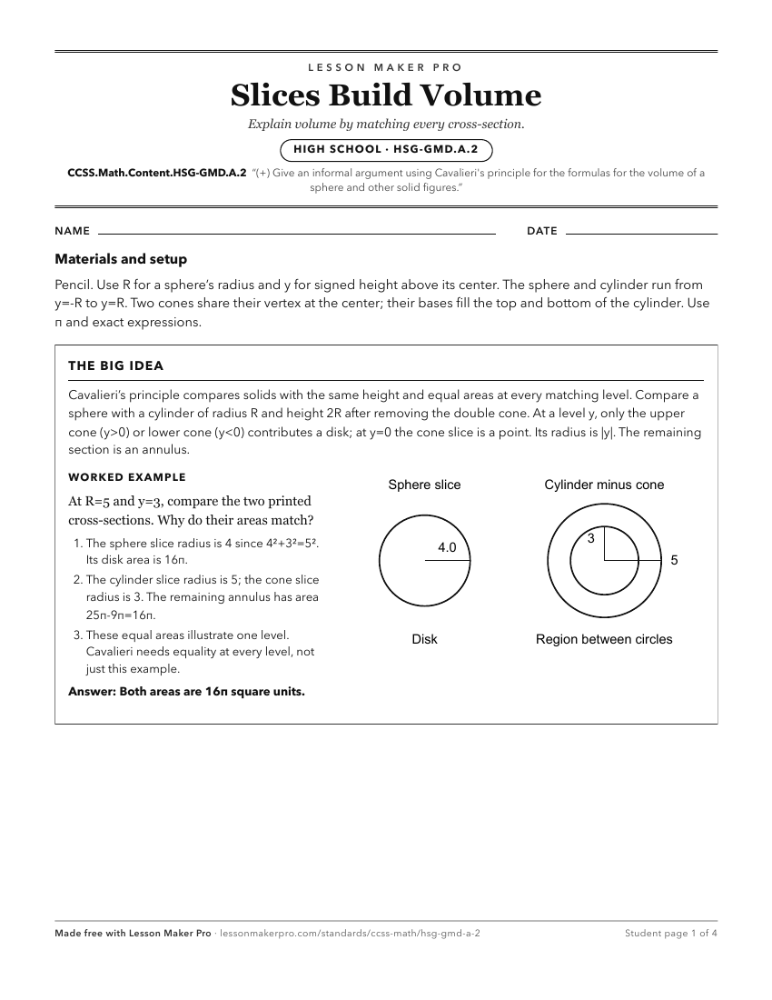 Preview of the CCSS.Math.Content.HSG-GMD.A.2 printable worksheet