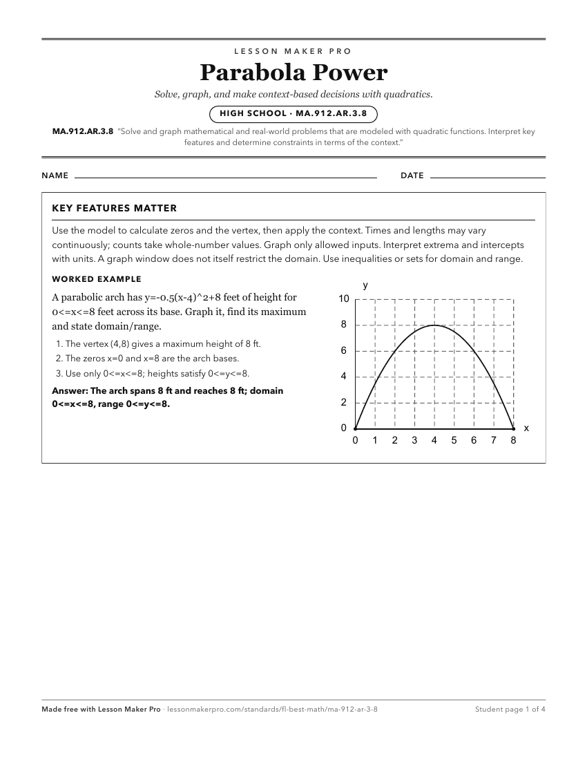 Preview of the MA.912.AR.3.8 printable worksheet