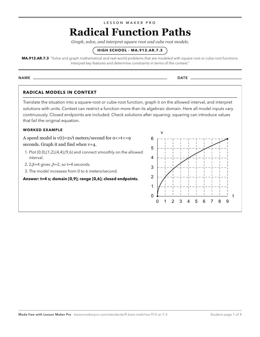 Preview of the MA.912.AR.7.3 printable worksheet