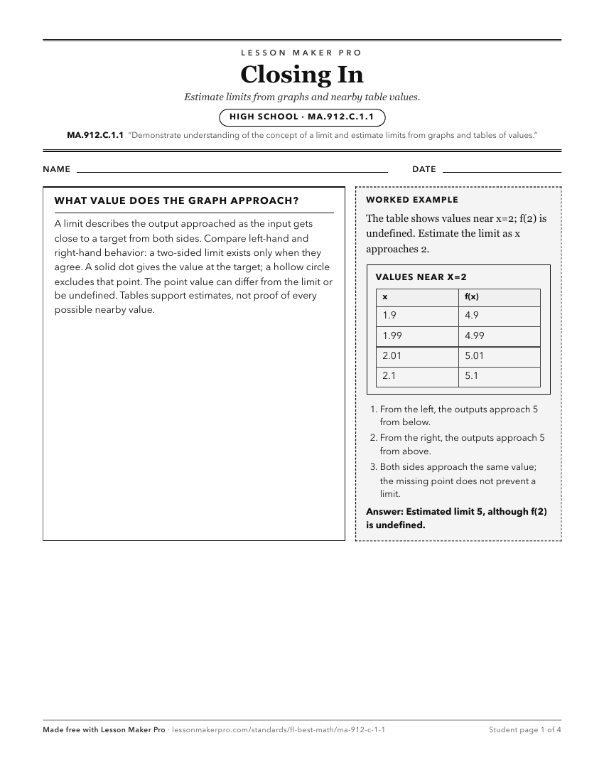 Preview of the MA.912.C.1.1 printable worksheet