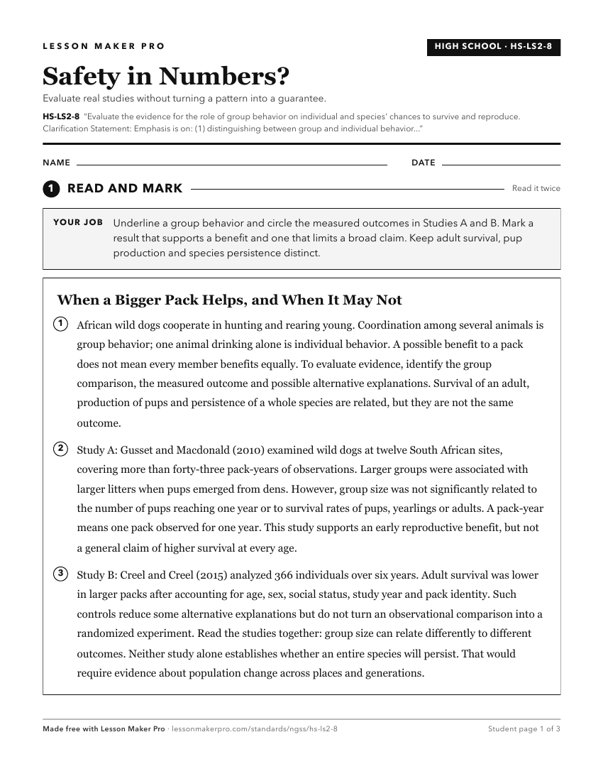 Preview of the HS-LS2-8 printable worksheet