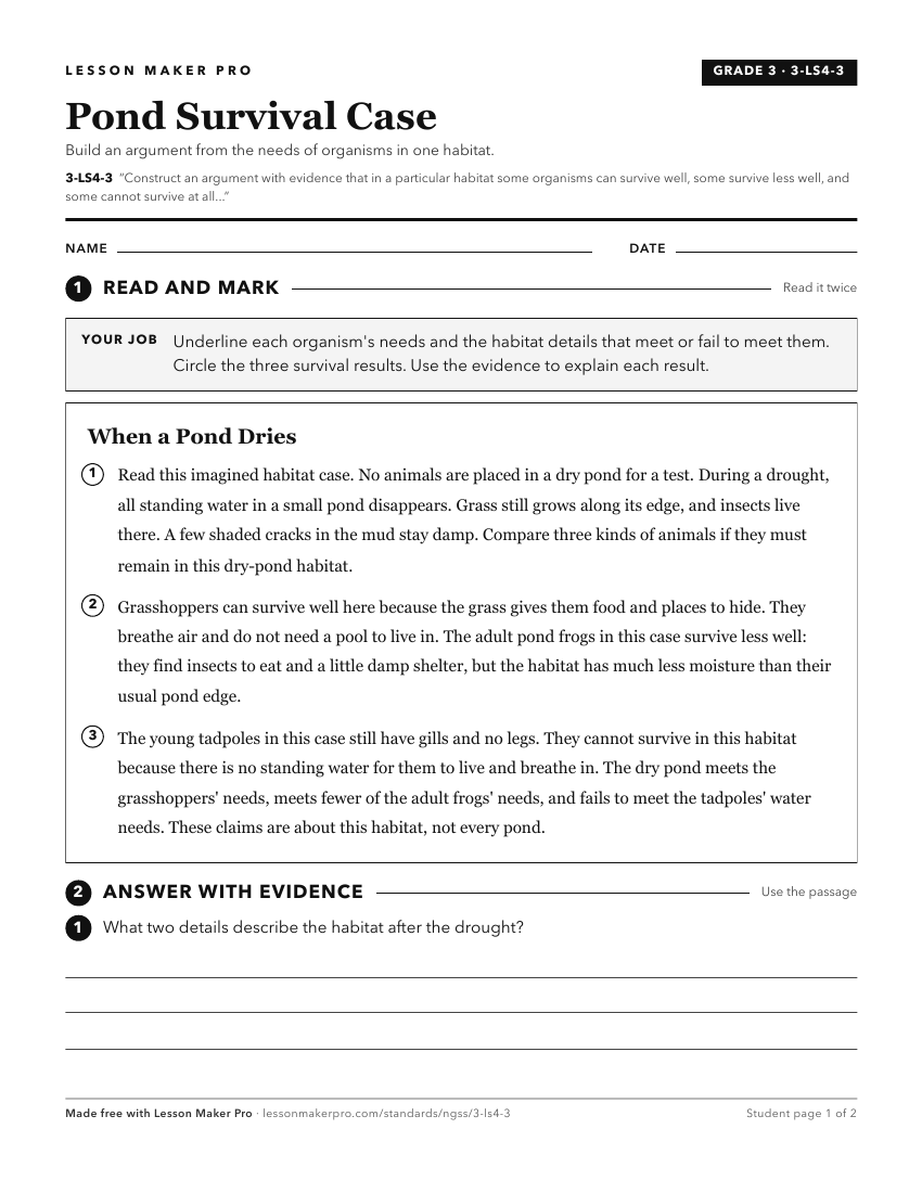 Preview of the 3-LS4-3 printable worksheet