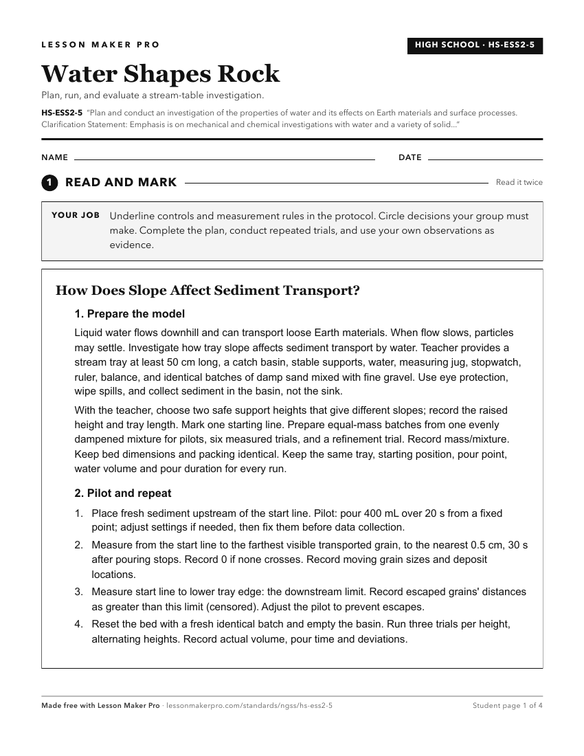 Preview of the HS-ESS2-5 printable worksheet