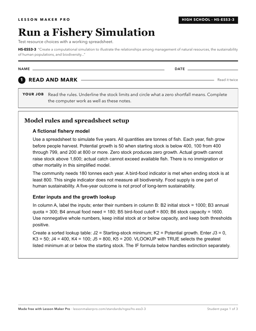 Preview of the HS-ESS3-3 printable worksheet