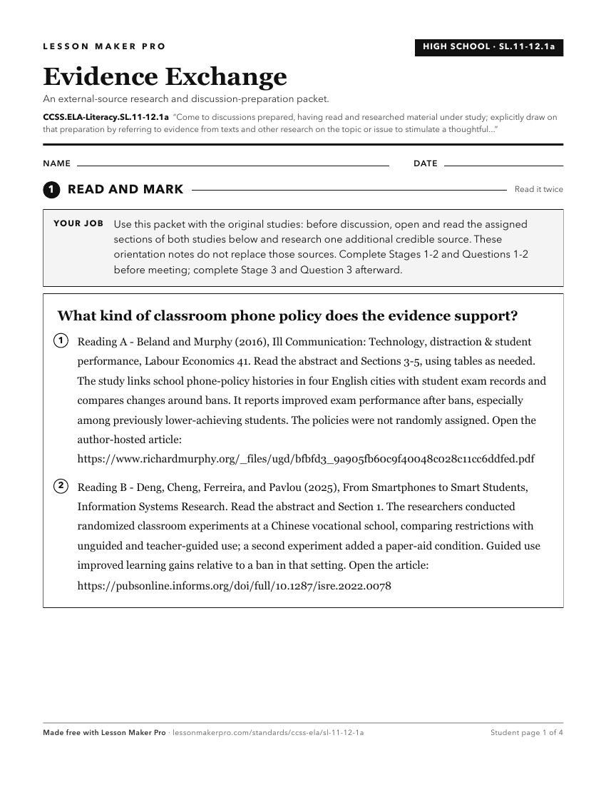 Preview of the CCSS.ELA-Literacy.SL.11-12.1a printable worksheet