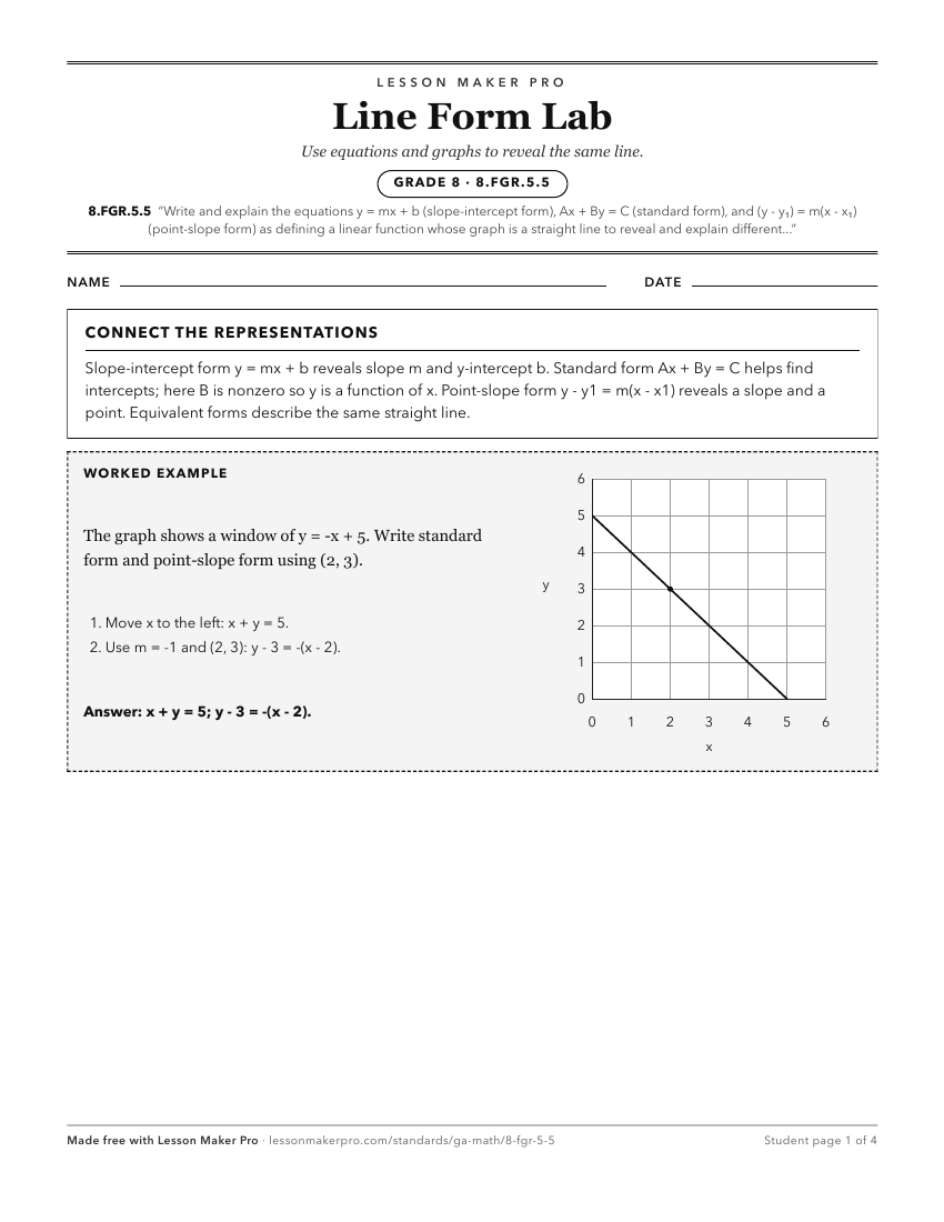 Preview of the 8.FGR.5.5 printable worksheet