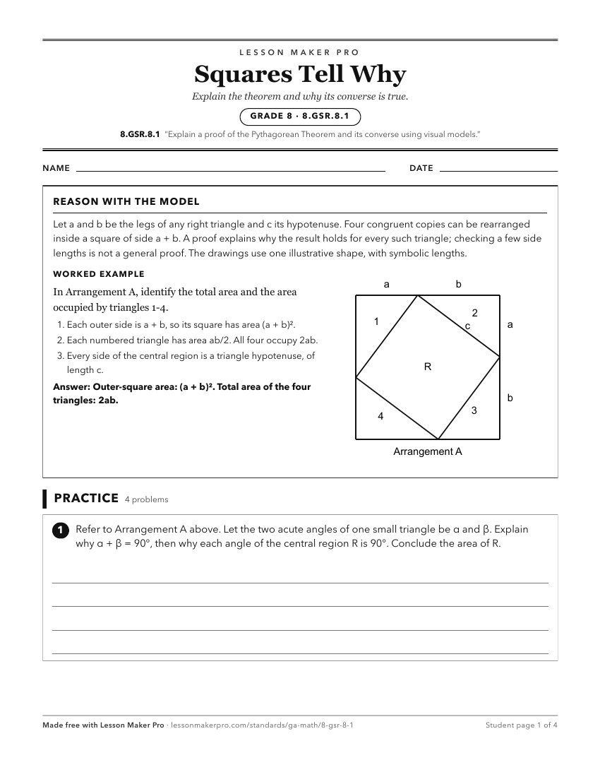 Preview of the 8.GSR.8.1 printable worksheet