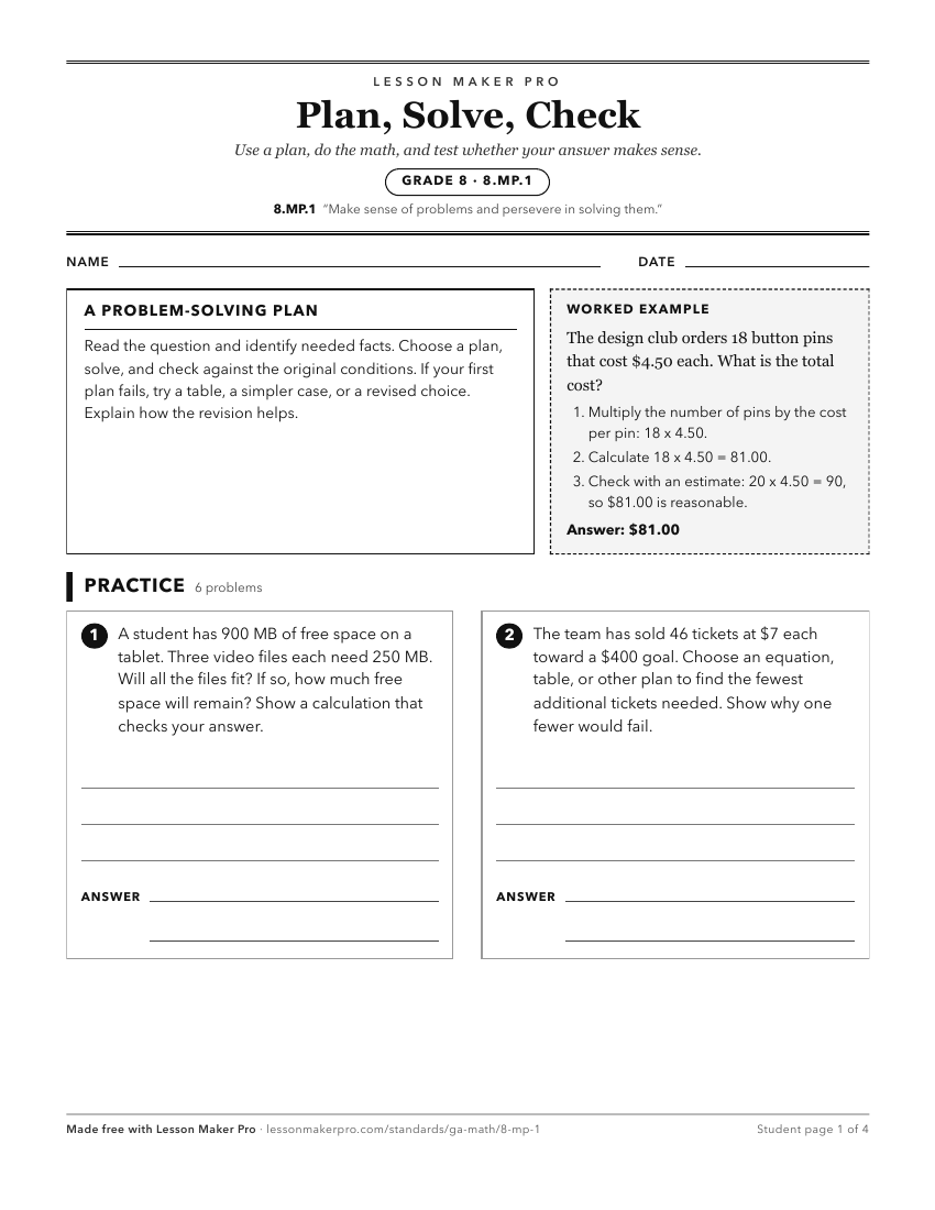 Preview of the 8.MP.1 printable worksheet