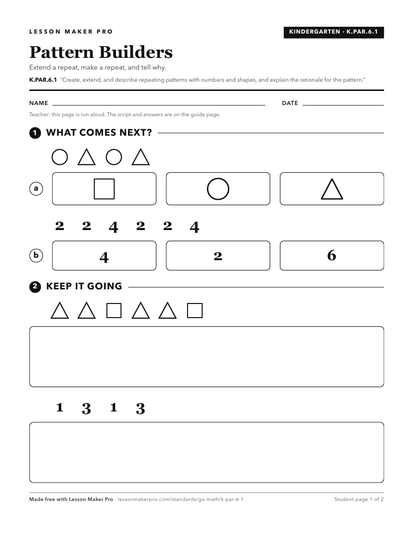 Preview of the K.PAR.6.1 printable worksheet