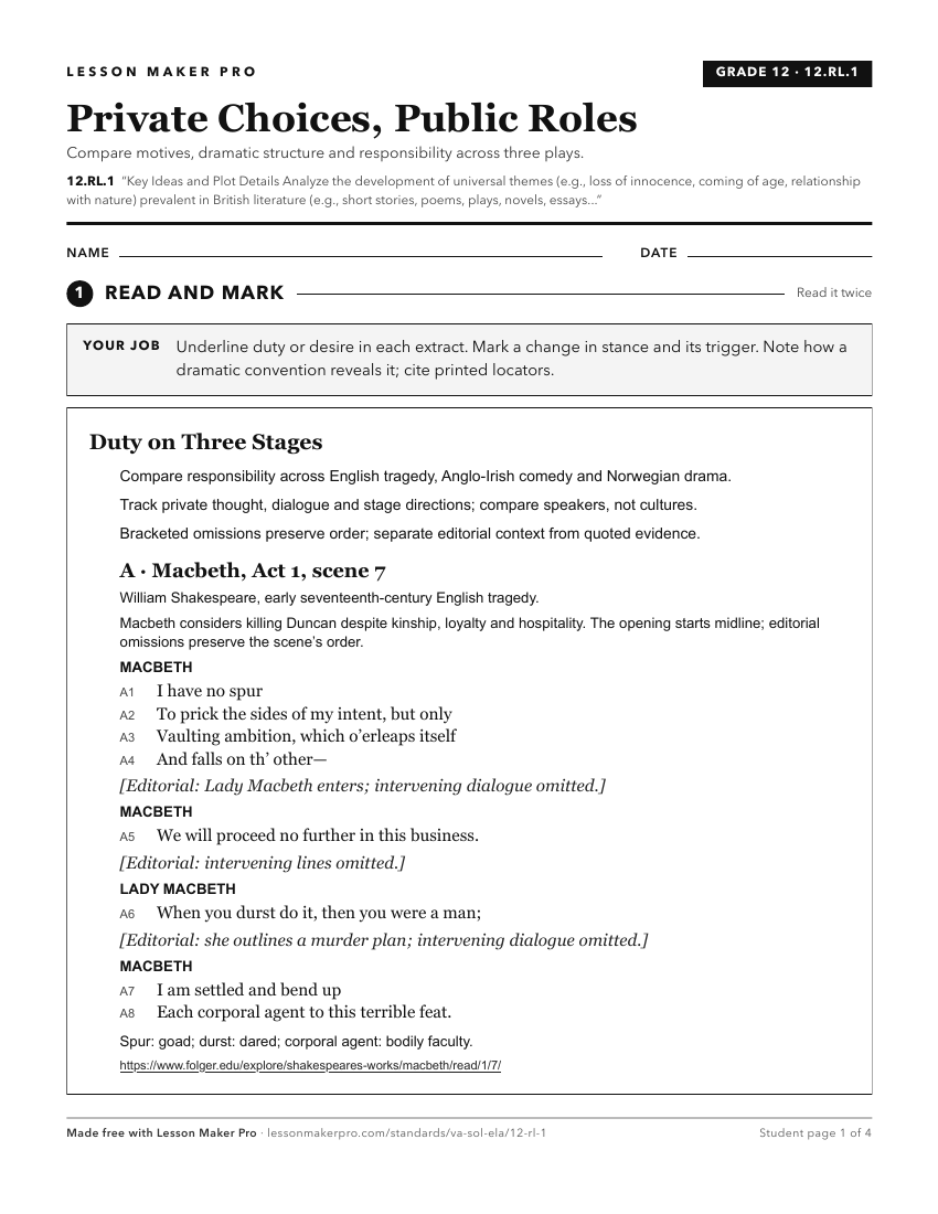 Preview of the 12.RL.1 printable worksheet