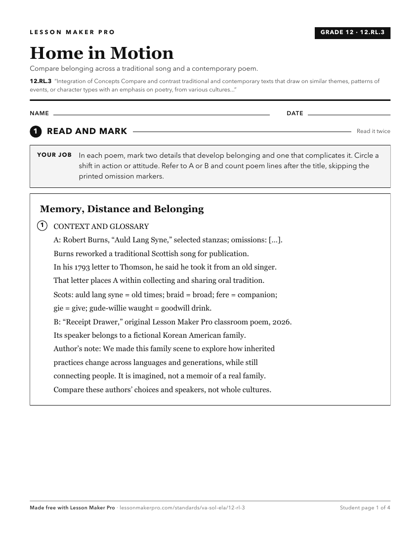 Preview of the 12.RL.3 printable worksheet