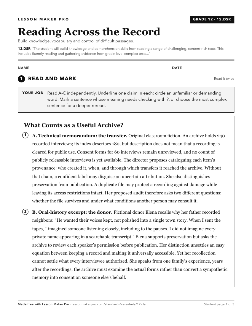 Preview of the 12.DSR printable worksheet