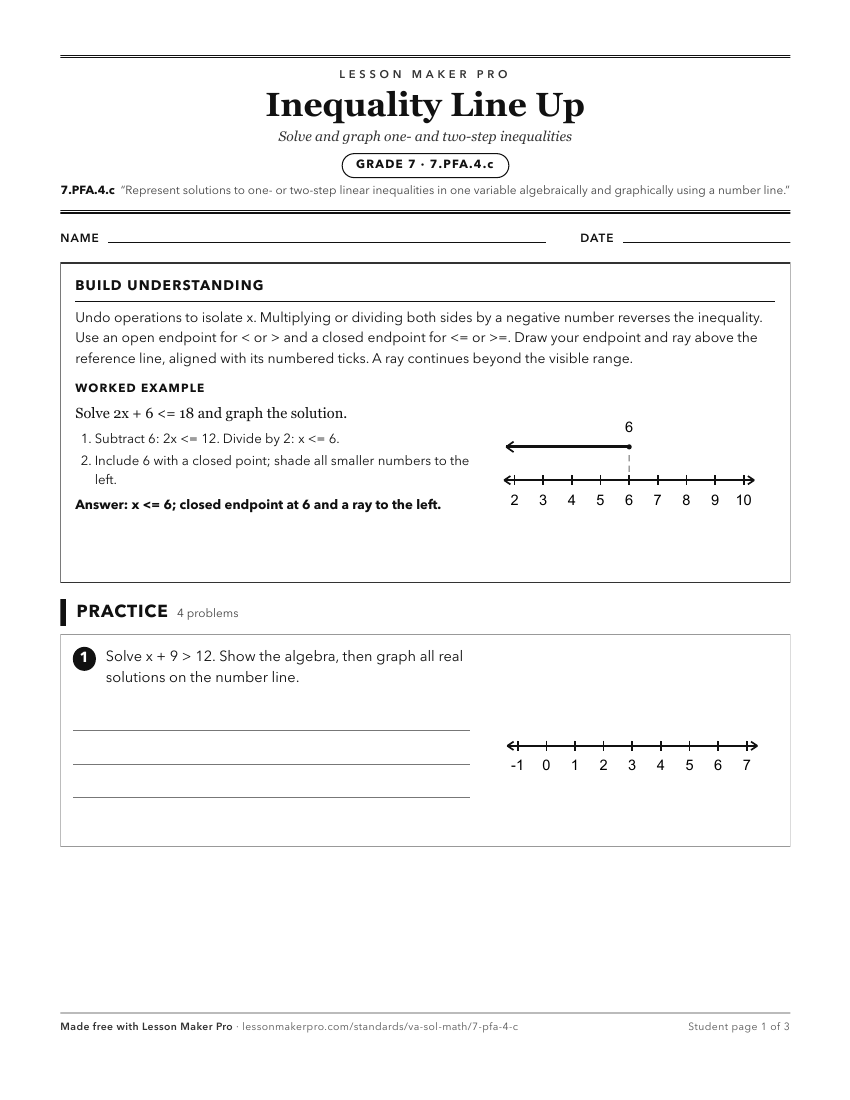 Preview of the 7.PFA.4.c printable worksheet