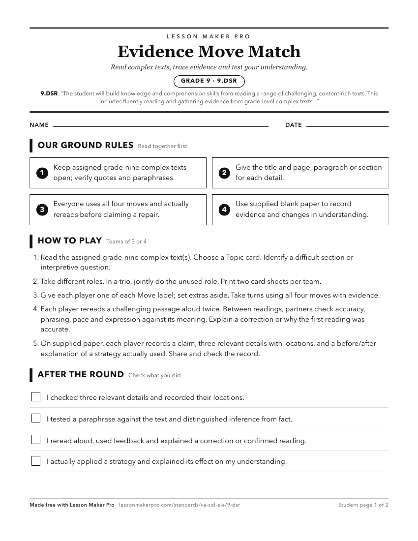 Preview of the 9.DSR printable worksheet