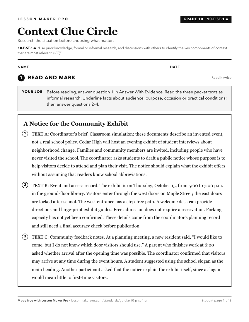 Preview of the 10.P.ST.1.a printable worksheet