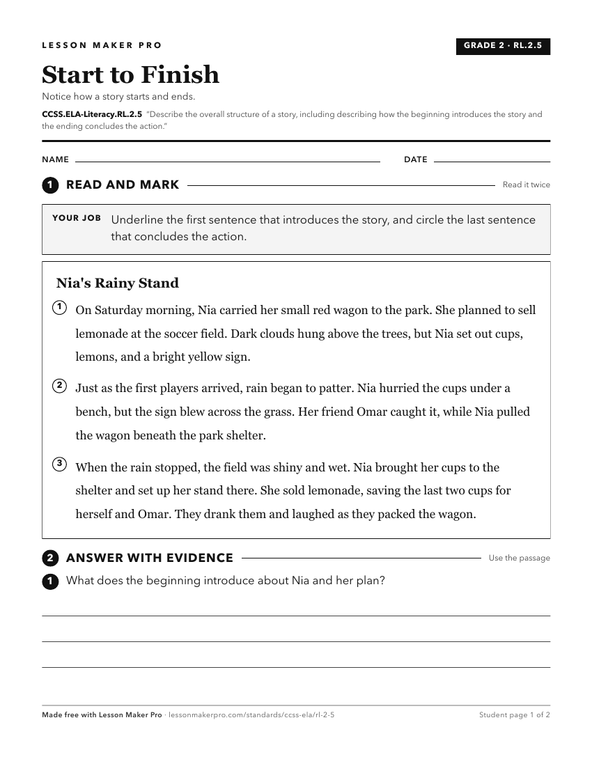 Preview of the CCSS.ELA-Literacy.RL.2.5 printable worksheet