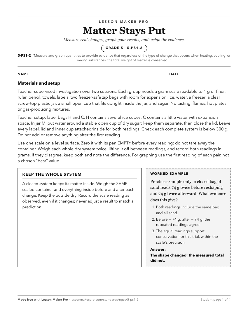 Preview of the 5-PS1-2 printable worksheet