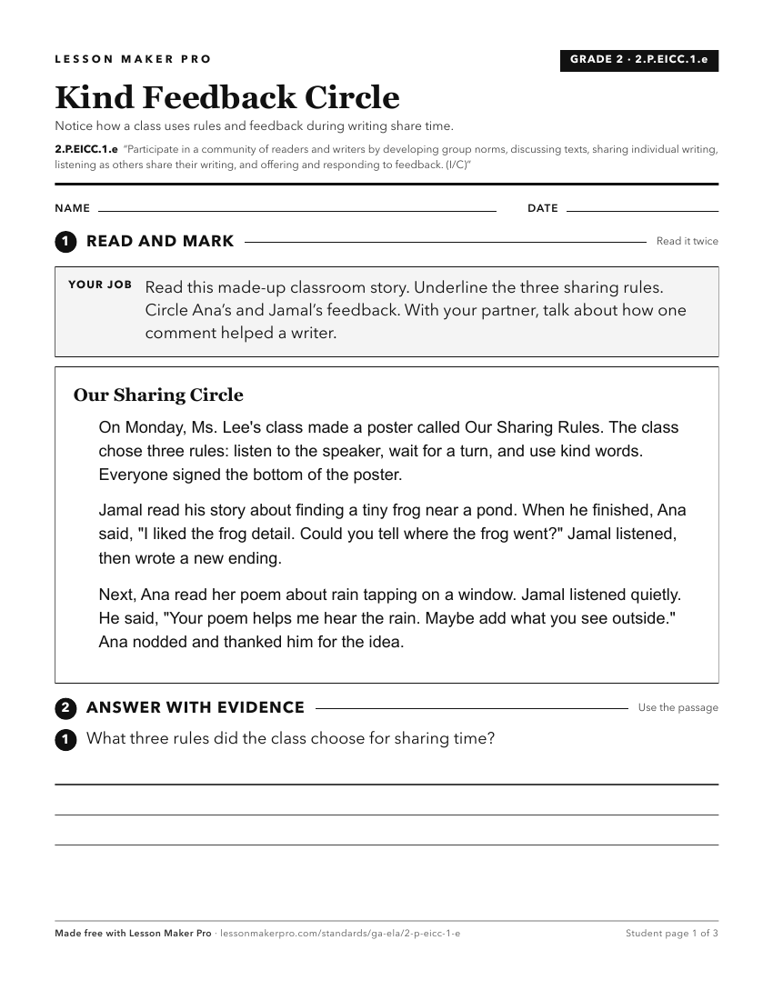 Preview of the 2.P.EICC.1.e printable worksheet