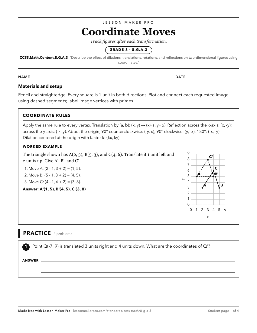 Preview of the CCSS.Math.Content.8.G.A.3 printable worksheet