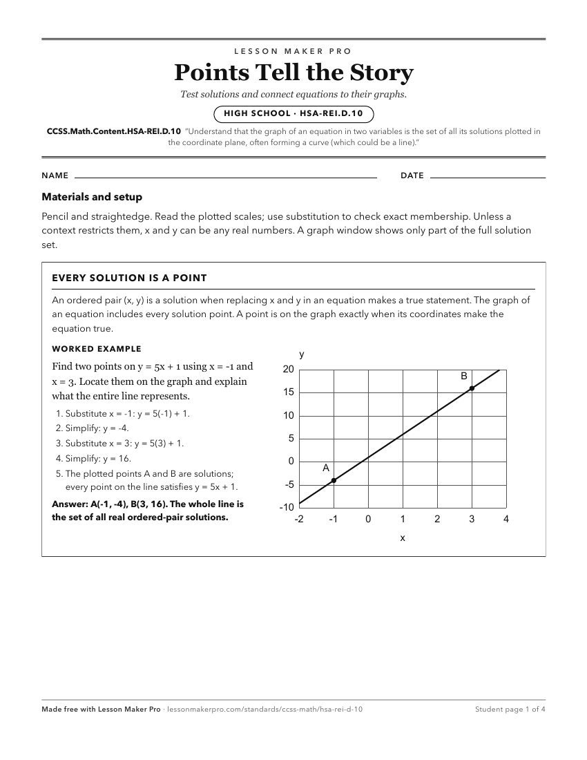 Preview of the CCSS.Math.Content.HSA-REI.D.10 printable worksheet