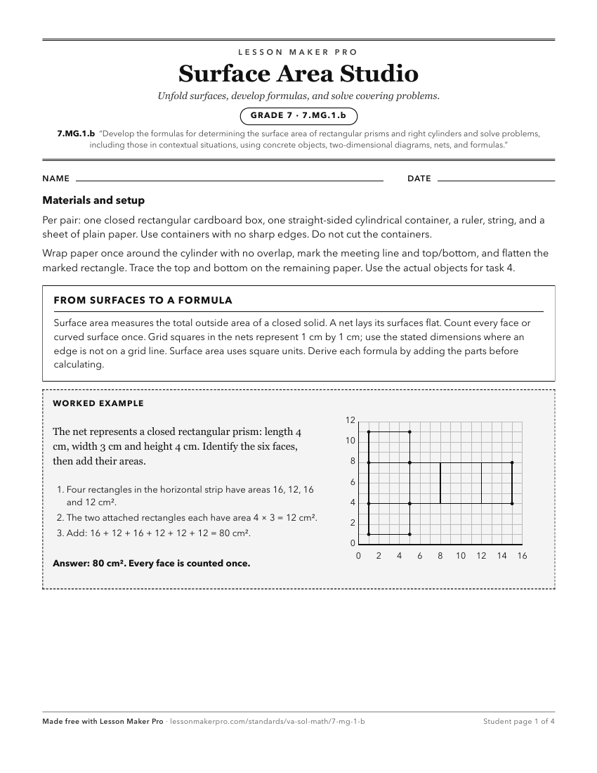 Preview of the 7.MG.1.b printable worksheet