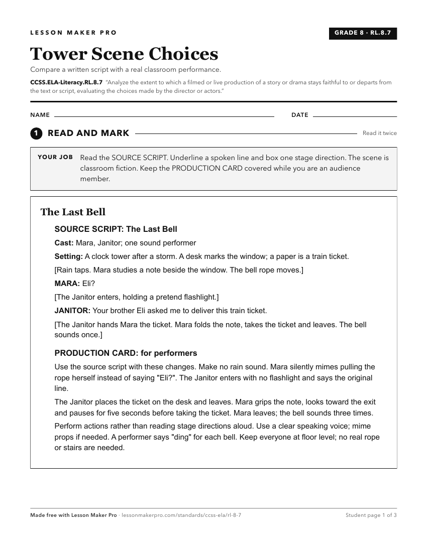 Preview of the CCSS.ELA-Literacy.RL.8.7 printable worksheet