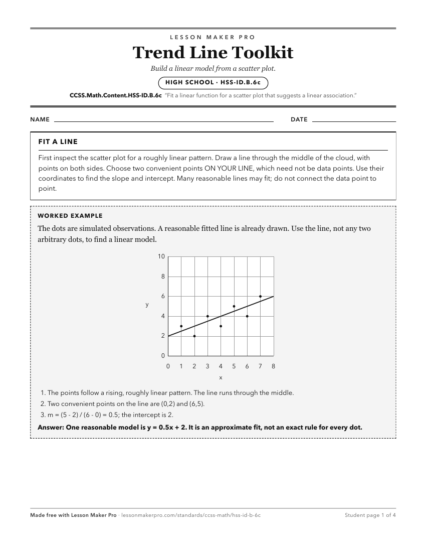Preview of the CCSS.Math.Content.HSS-ID.B.6c printable worksheet