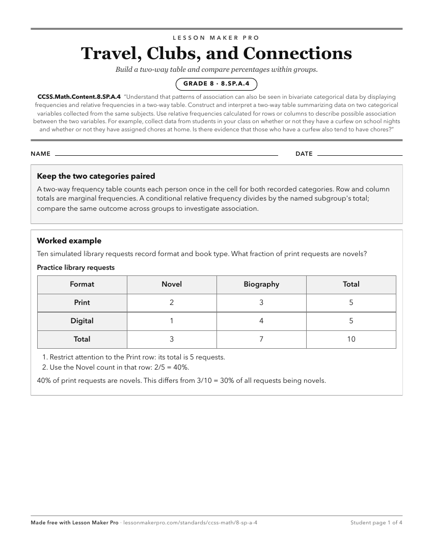 Preview of the CCSS.Math.Content.8.SP.A.4 printable worksheet