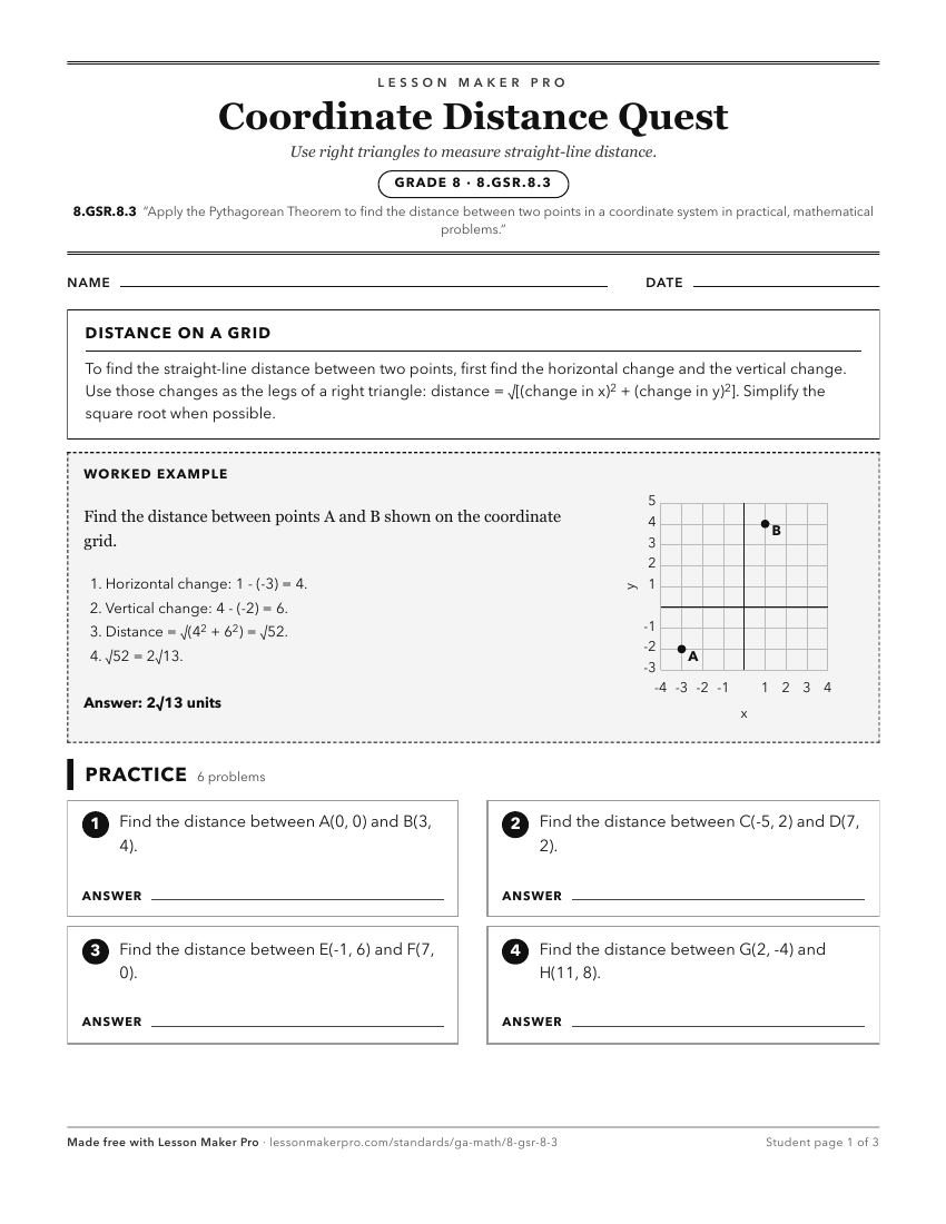 Preview of the 8.GSR.8.3 printable worksheet