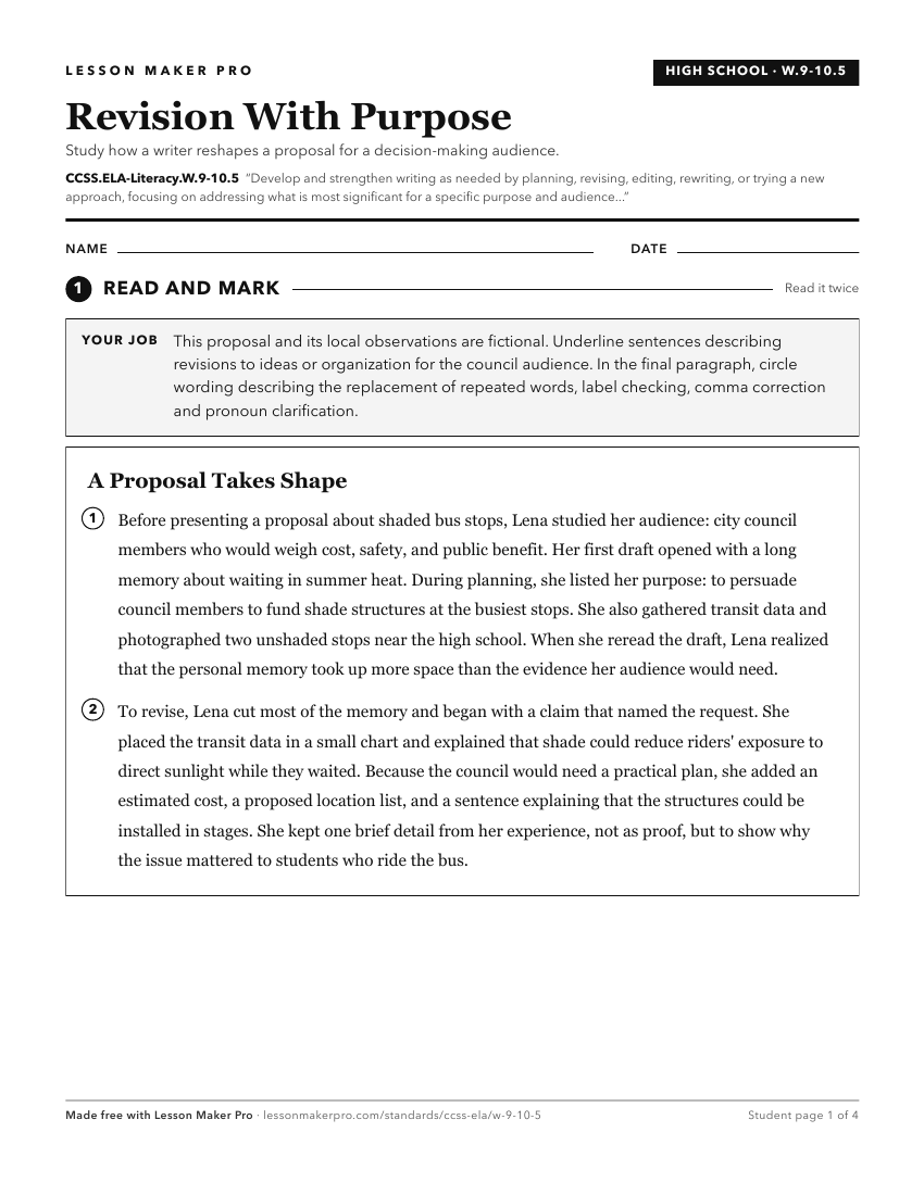 Preview of the CCSS.ELA-Literacy.W.9-10.5 printable worksheet