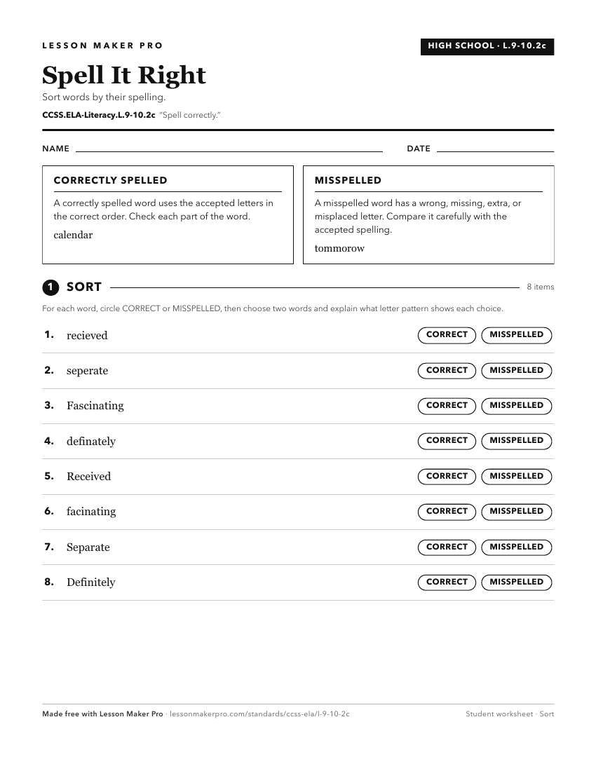 Preview of the CCSS.ELA-Literacy.L.9-10.2c printable worksheet