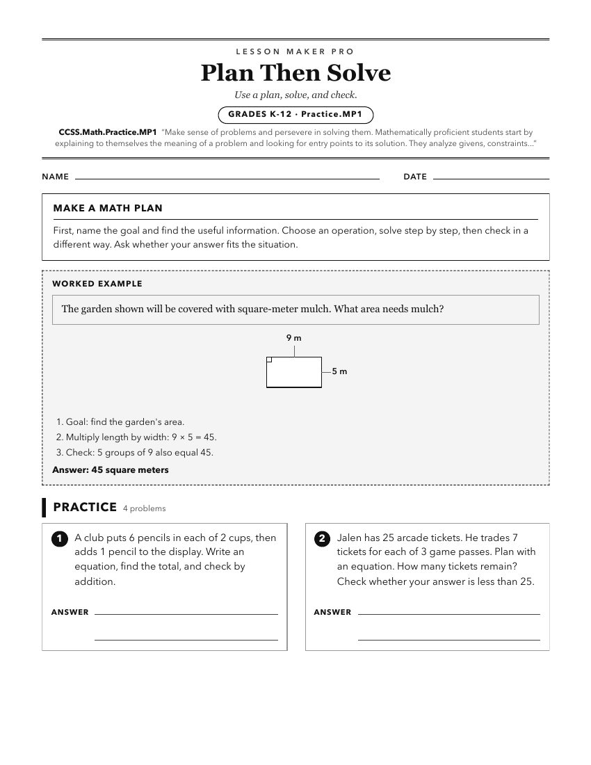 Preview of the CCSS.Math.Practice.MP1 printable worksheet