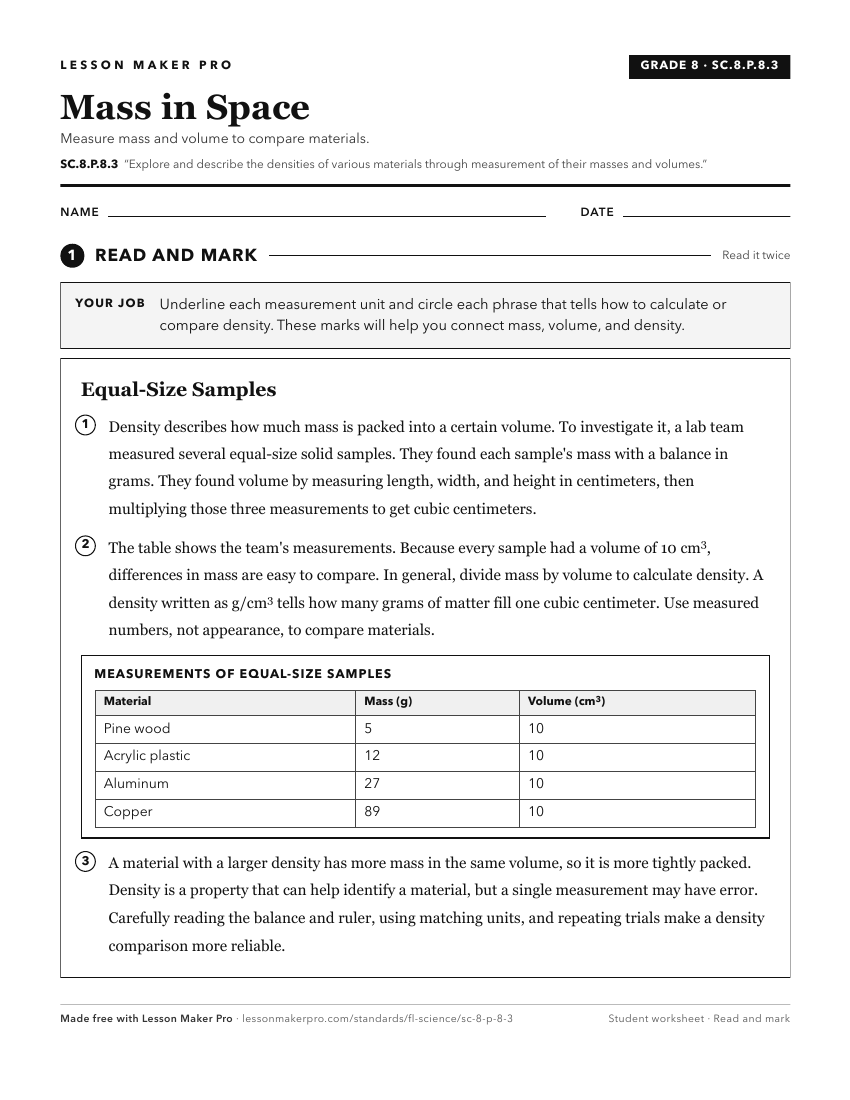 Preview of the SC.8.P.8.3 printable worksheet