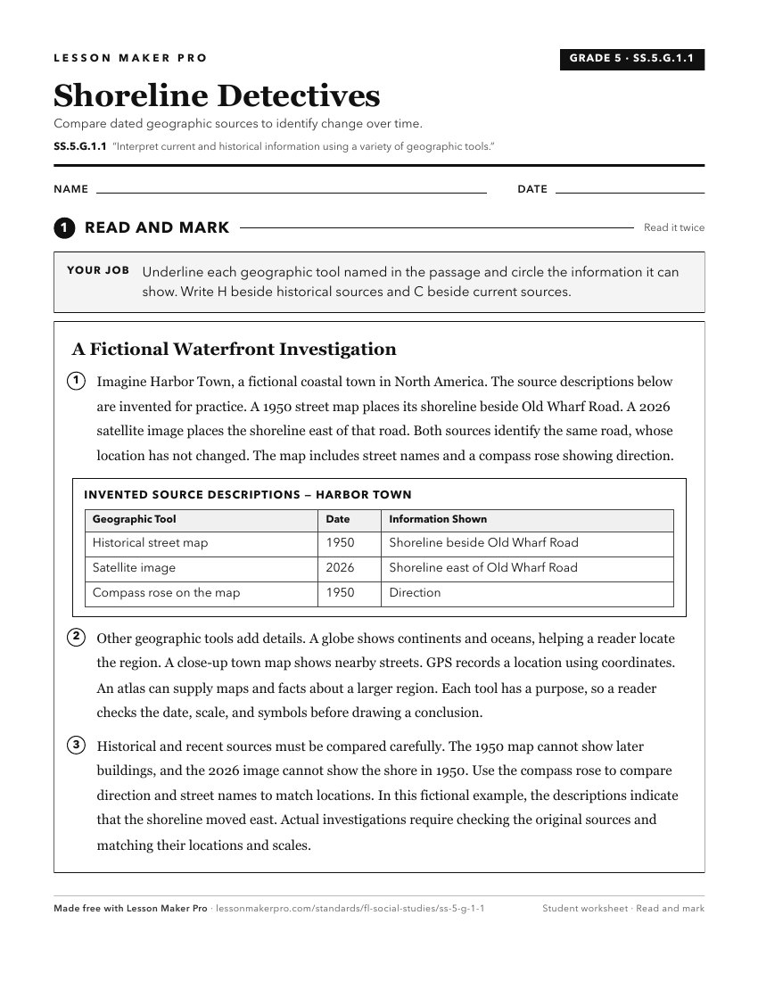 Preview of the SS.5.G.1.1 printable worksheet