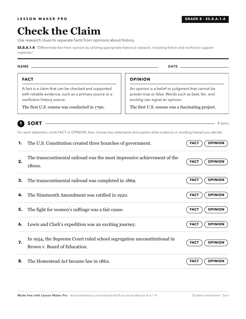 Preview of the SS.8.A.1.4 printable worksheet