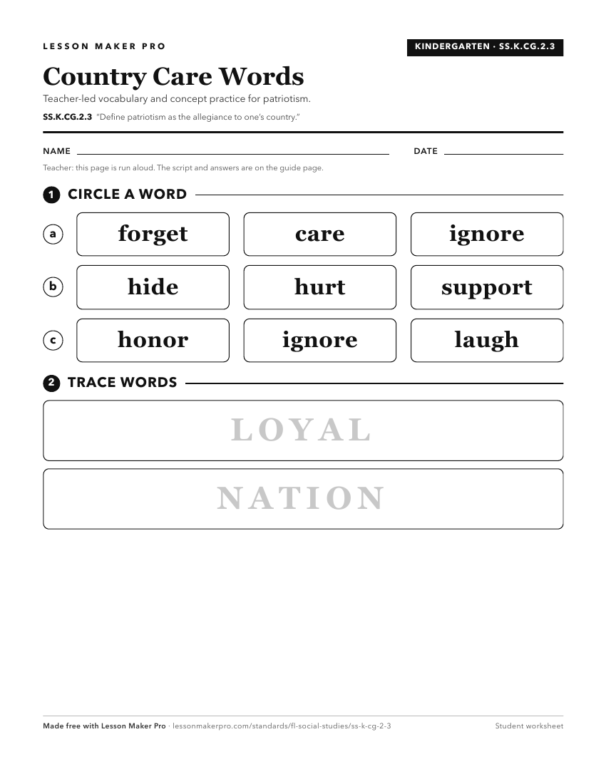 Preview of the SS.K.CG.2.3 printable worksheet