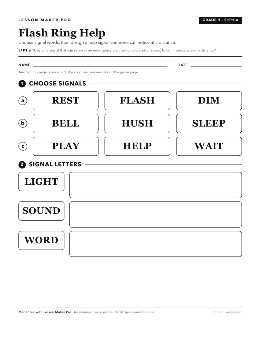 Preview of the S1P1.e printable worksheet