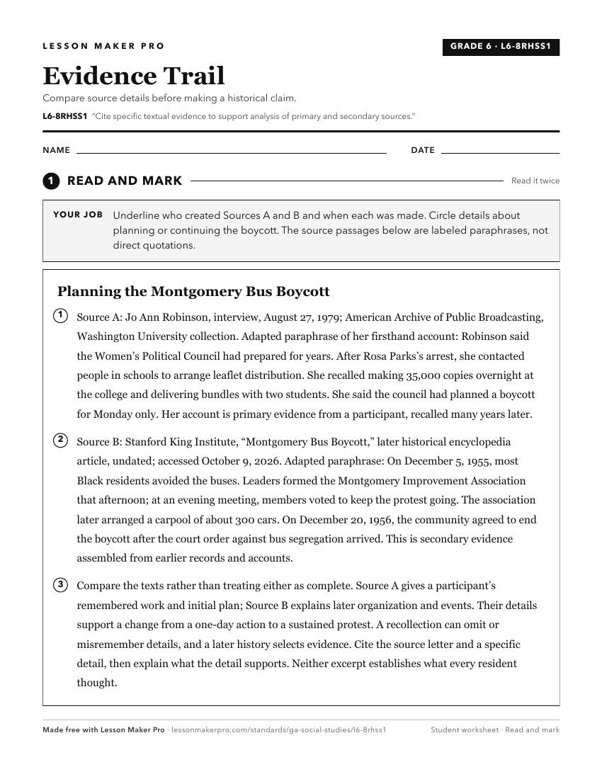 Preview of the L6-8RHSS1 printable worksheet