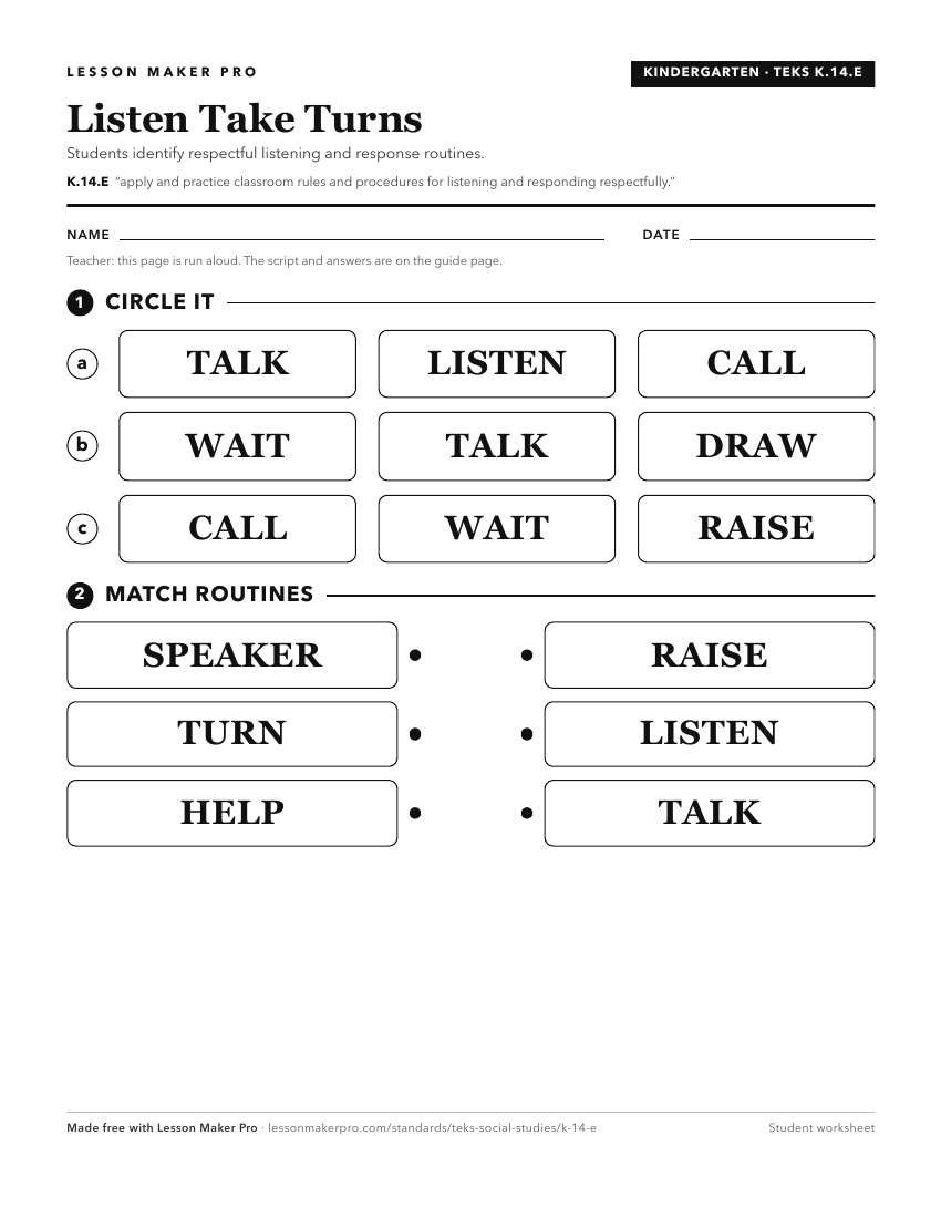 Preview of the K.14.E printable worksheet