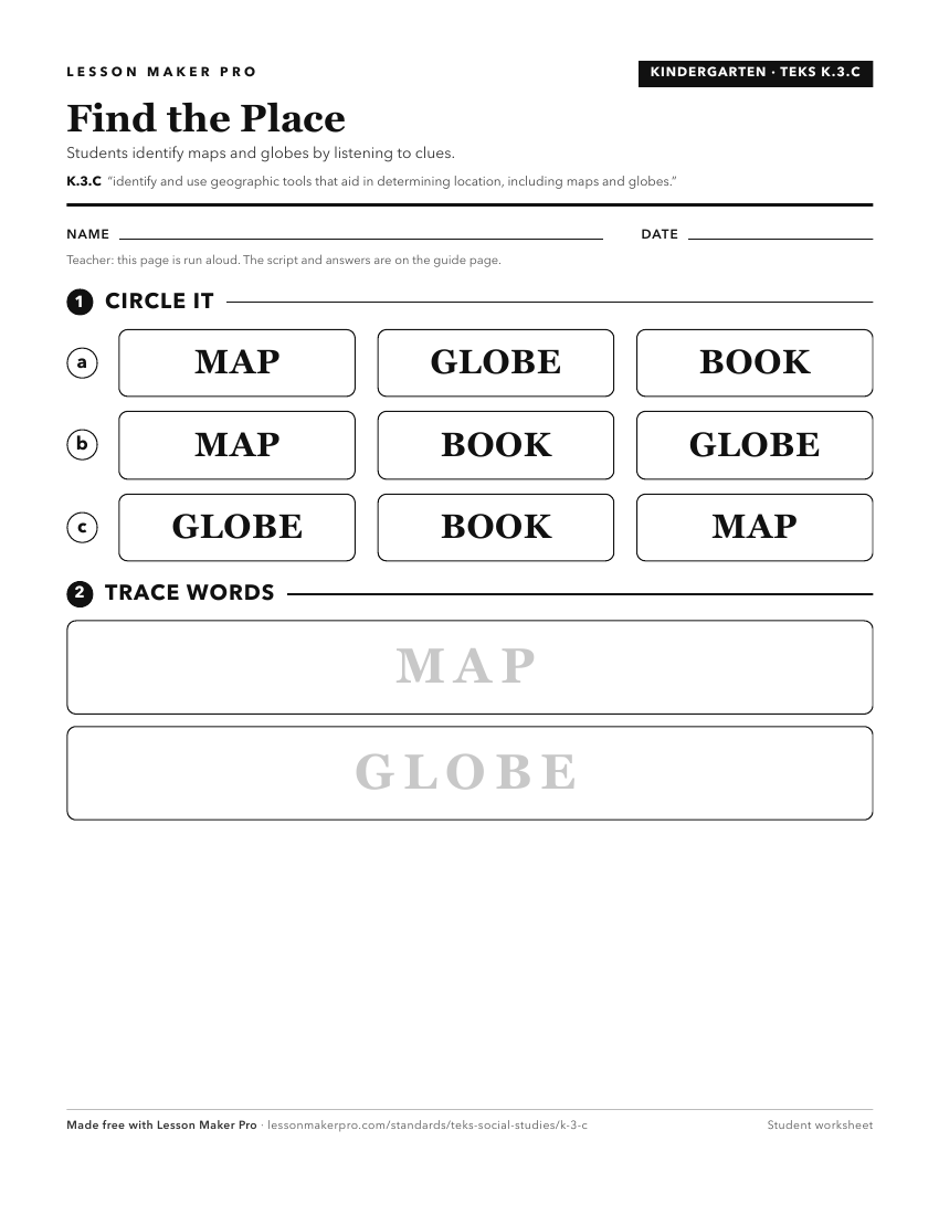 Preview of the K.3.C printable worksheet