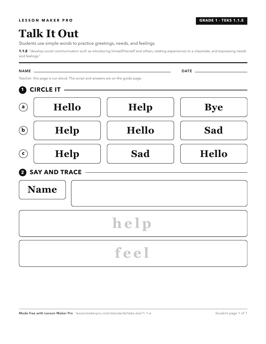 Preview of the 1.1.E printable worksheet