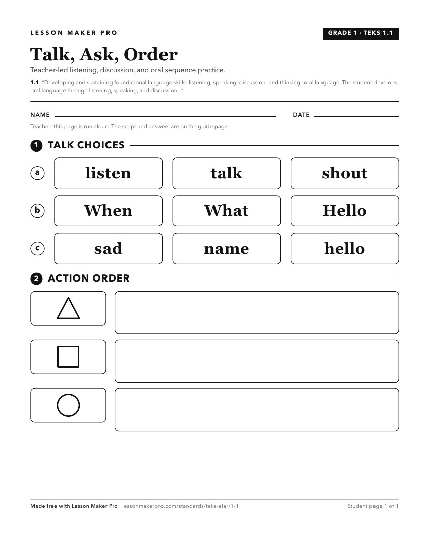 Preview of the 1.1 printable worksheet