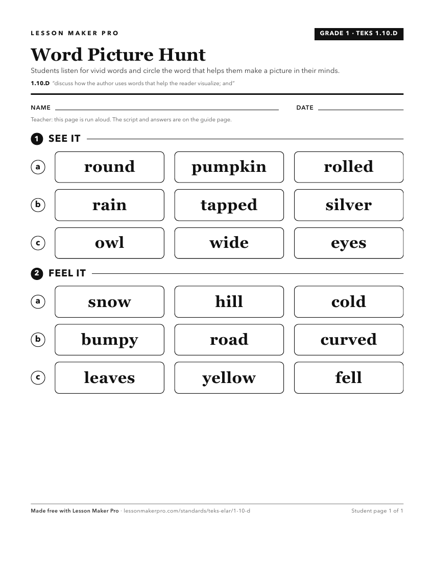 Preview of the 1.10.D printable worksheet